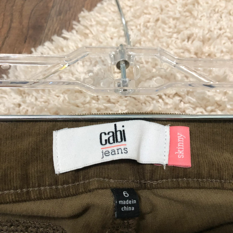 CAbi Size 6 Brown Corduroy Low Rise Skinny Jeans 3