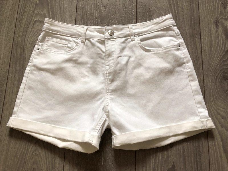 Ladies white top jean shorts