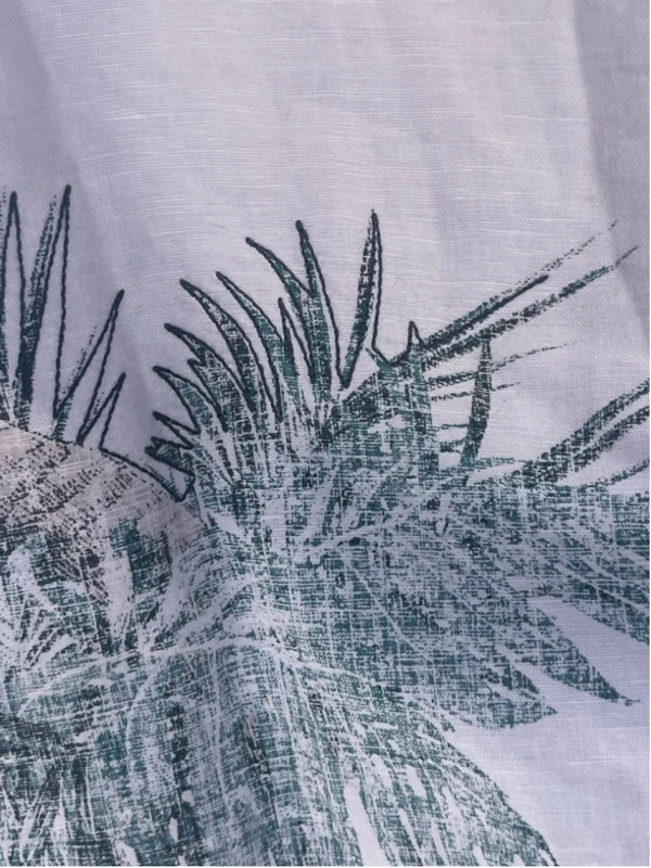 Men's White Linen Shirt with Palm Tree Print-XXL 2