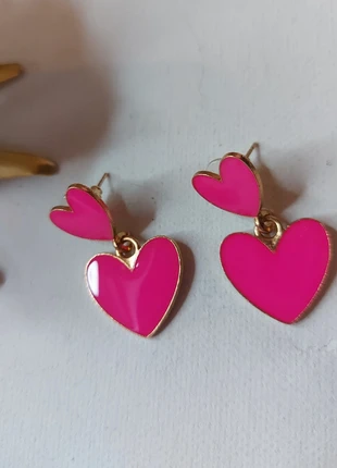 Boucles d'oreilles pendantes double petits coeurs roses vifs, brand: vintage kawai, condizioni: Ottime, €7.90, €9.00 include la Protezione acquisti