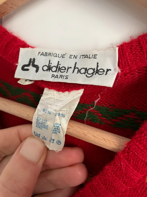Pull de Noël rouge vintage Didier Hagler 5
