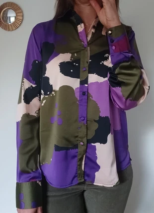 Chemise colorée emi-Jo kaki violet, estado: Muito bom, tamanho: S / 36 / 8, €25.00, €26.95 inclui Proteção do Comprador