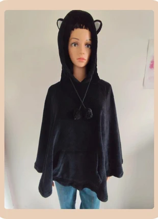 Poncho cape polaire noire à capuche oreilles – taille unique taille unique, brand: Vintage Dressing, condition: Very good, size: One size, €9.00, €10.15 includes Buyer Protection Pro