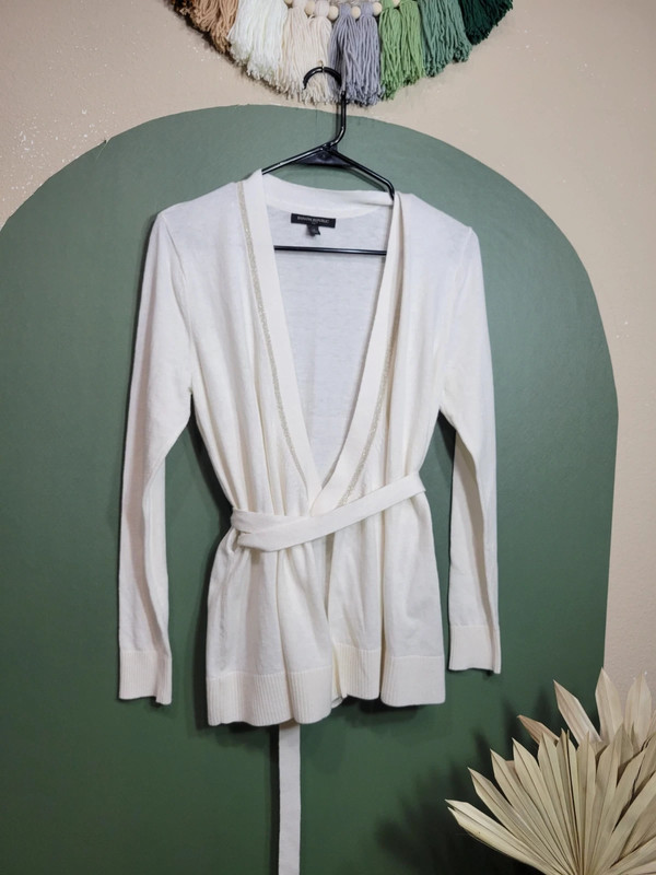 Banana Republic White Wrap Cardigan with Gold Shimmer Vinted