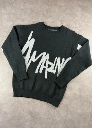 Pull oversize, knit Y2K en coton noir, blanc à motif "Amazing" - 2000's, brand: Aesthetic, condition: Very good, size: M, €35.00, €37.45 includes Buyer Protection Pro