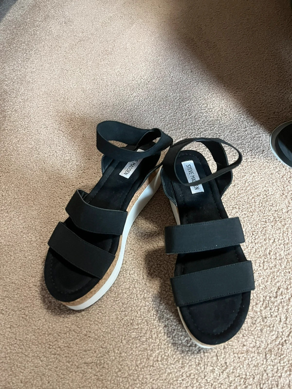 Steve Madden Sandals 8.5 Platform Heidi Wedge Black Elastic Vinted