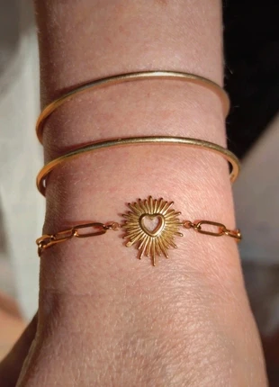 Bracelet à maille trombone et pendentif cœur sacré scintillant, ex-voto - Acier inoxydable, brand: Boutique Bohéme, condition: Very good, €11.00, €12.25 includes Buyer Protection Pro