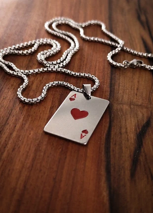 Collier AS de Coeur pendentif Rouge Y2K Vintage Dressing Streetwear Homme Goth Gothique Jewelry, marque: CHROME, état: Très bon état, 7,50 €, 8,58 € Protection acheteurs incluse