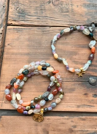 Collier et bracelet fantaisie en pierres irrégulières, marque: Inconnu, état: Très bon état, 8,50 €, 9,63 € Protection acheteurs incluse