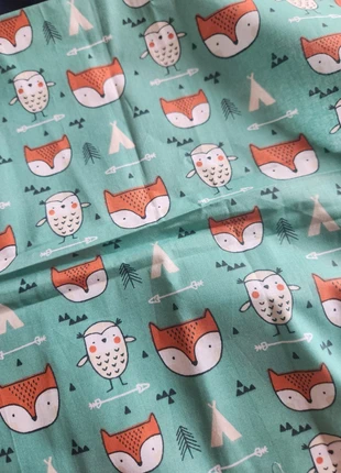 Petit coupon tissu coton renards & hiboux – 70 × 34 cm, estado: Novo sem etiquetas, €2.00, €2.80 inclui Proteção do Comprador