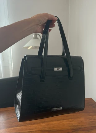 Sac à main La City noir – effet cuir croco, brand: La City, condition: New without tags, €46.00, €49.00 includes Buyer Protection