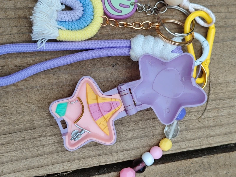 Bijou de sac porte clé Polly pocket vintage violet - photo numéro 12