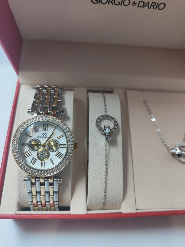 Coffret montre femme avec collier et bracelet en acier inoxydable 4