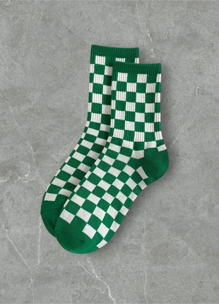 Paire de Chaussettes Damier Vert/Blanc Vintage Streetwear y2k - Taille Unique, marke: Vintage, zustand: Sehr gut, größe: Einheitsgröße, 10,00 €, 11,20 € inklusive Vinted-Käuferschutz