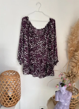 Blouse manches longues en mesh transparente taille 48 Ulla Popcken très bon état léopard violet, brand: Ulla Popken, condizioni: Ottime, taglia: 4XL / IT 52 / EU 48, €14.99, €16.44 include la Protezione acquisti