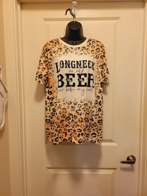 Longneck Ice Cold Beer Never Broke My Heart Boutique Tee" 1