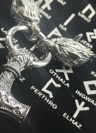 Collier viking mjolnir et fenrir marteau de thor bijoux nordique, condizioni: Ottime, €19.00, €20.65 include la Protezione acquisti Pro