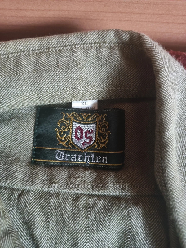 Camicia uomo bavarese Drachlen di cotone vintage originale taglia XL colore verdino  3
