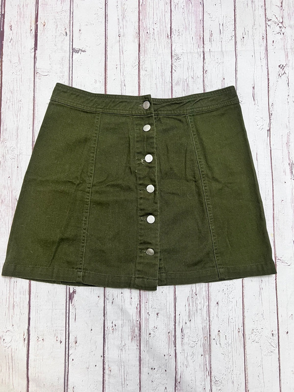 Junior Girls Olive Green Button Down Mini Skirt Size Large