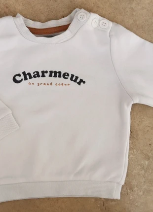 Pull blanc bébé 6 mois Kiabi – Charmeur au grand cœur 💖, marque: Kiabi, état: Très bon état, taille: 6-9 mois / 68 cm, 4,00 €, 4,90 € Protection acheteurs incluse