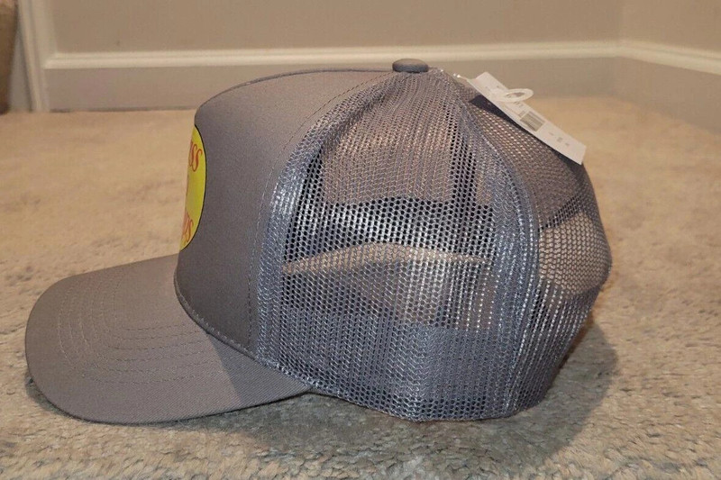 Bass Pro Shops Grey Printed Logo Trucker Mesh Hat Snapback Closure New 2