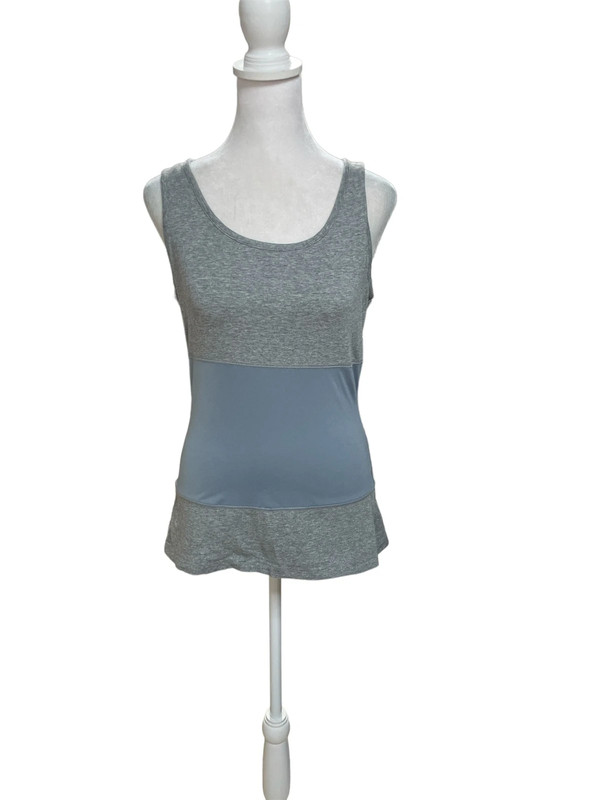 Gabby Reece Collection for Danskin Now Gray & Blue Sleeveless Tank Top Size L 2