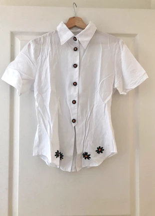 Chemise vintage blanche à fleurs , brand: Vintage, condition: Very good, size: M / 38 / 10, €5.00, €5.95 includes Buyer Protection