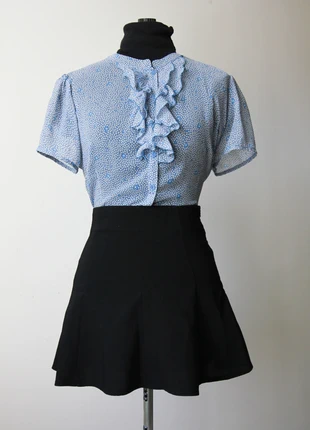 Chemisier vintage été fluide ample mesh transparent manches courtes bouffantes col jabot petits pois, brand: Vintage Dressing, condition: Very good, size: M / 38 / 10, €5.00, €5.95 includes Buyer Protection