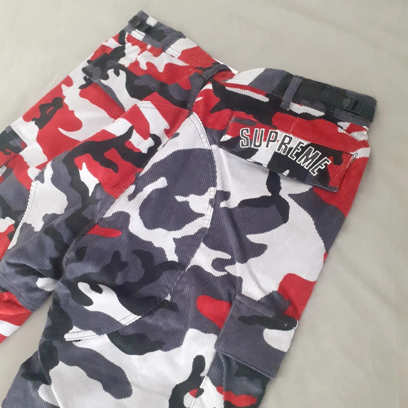 Supreme Nike Arc Corduroy Cargo Pant Red Camo from SS22