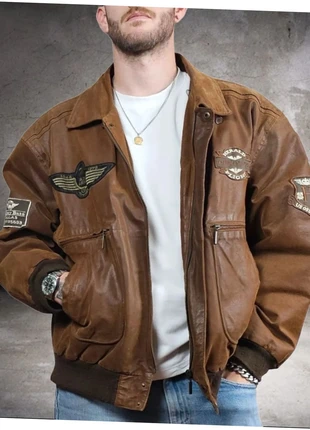 Cuir Herald – Blouson aviateur vintage années 90 🇫🇷, marque: Vintage Dressing, état: Très bon état, taille: XL, 139,00 €, 146,65 € Protection acheteurs incluse