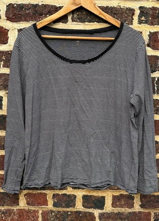 🧉 T-shirt manches longues à rayures – Blanc & Noir – T42 • C&A, marke: C&A, zustand: Sehr gut, größe: XL / 42 / 14, 4,00 €, 4,90 € inklusive Vinted-Käuferschutz