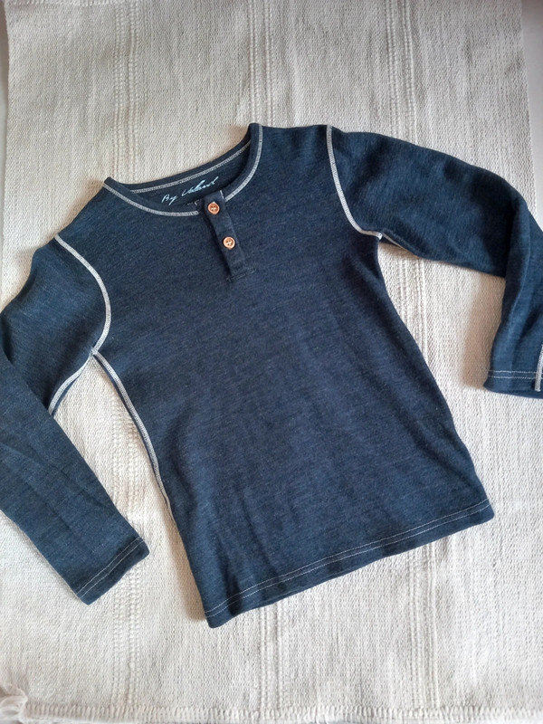 By valland 116-122 bluzka, koszulka z wełny merynosa, merino i bambusa, scandi wool 1