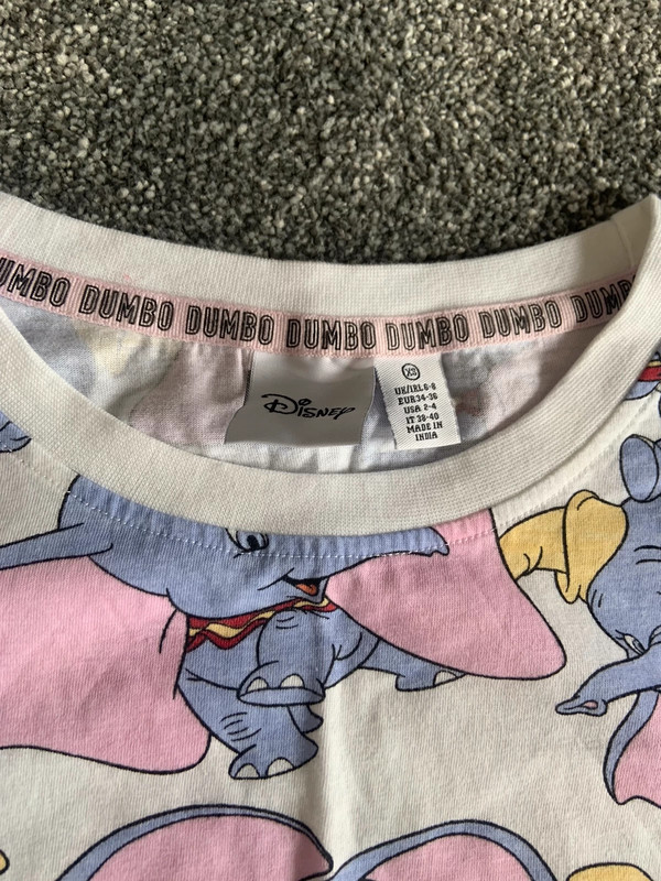 New Primark disney dumbo cropped T shirt size 6 8