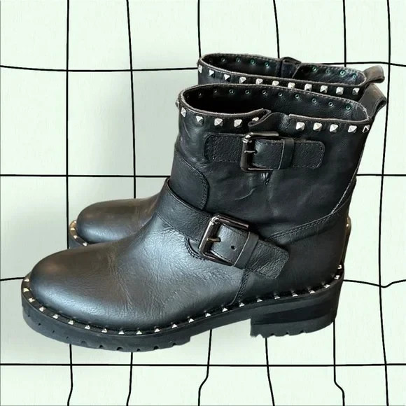 Black Studded Moto Booties 2