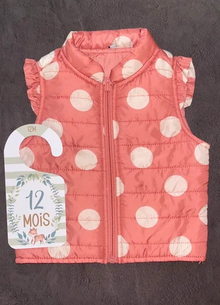 Veste sans manches rose corail pois blanc / 12 mois / Très bon état, condition: Very good, size: 12-18 months / 80 cm, €2.00, €2.80 includes Buyer Protection