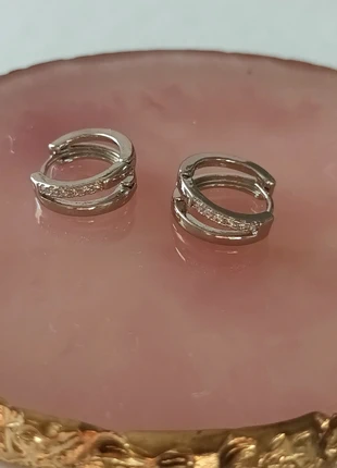 Pendientes aro doble plateado cristal Swarovski acero Earrings Boucles d'oreilles créoles, marque: Acero, état: Très bon état, 12,00 €, 13,30 € Protection acheteurs incluse