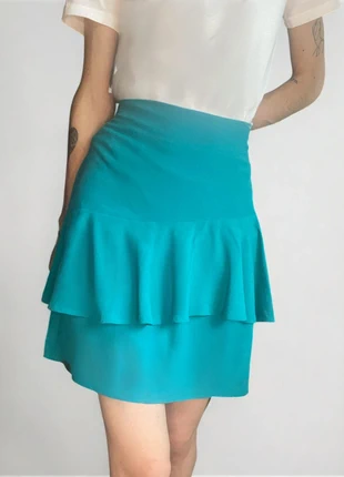 Jupe Comptoir des Cotonniers turquoise – volants – taille haute -34 - neuf avec étiquettes, merk: Comptoir des Cotonniers, staat: Nieuw met prijskaartje, maat: XS / 34 / 6, € 30,00, € 32,20 inclusief Kopersbescherming