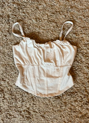 white corset style crop top, marke: Hollister, zustand: Sehr gut, größe: S / 36 / 8, 2,99 €, 3,84 € inklusive Vinted-Käuferschutz