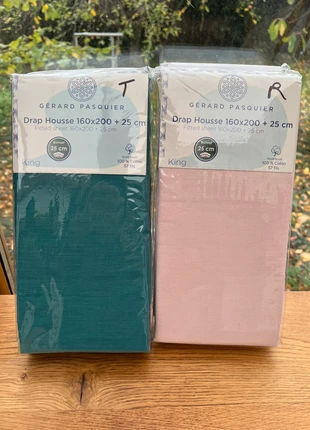 Lot de deux draps housse 160 ( rose + turquoise), brand: Gerard Pasquier, condition: Very good, size: King (160-170 x 190-200 cm), €16.00, €17.50 includes Buyer Protection Pro