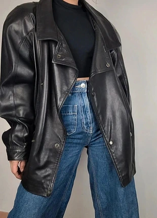 Veste en cuir noir unisexe Vintage 80s 90s taille 42, brand: Vintage, condition: Very good, size: XL / 42 / 14, €60.00, €63.70 includes Buyer Protection Pro