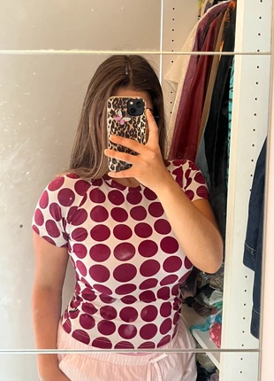 Vintage y2k polka dot purple top, merk: DAVID, staat: Heel goed, maat: L / 40 / 12, € 10,00, € 11,20 inclusief Kopersbescherming