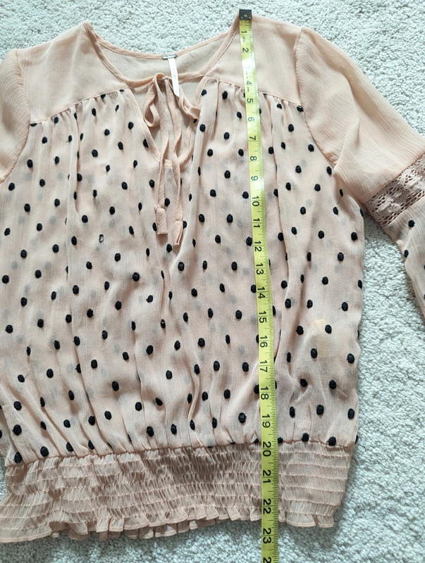 Free people polkadot blush pink blouse S 5