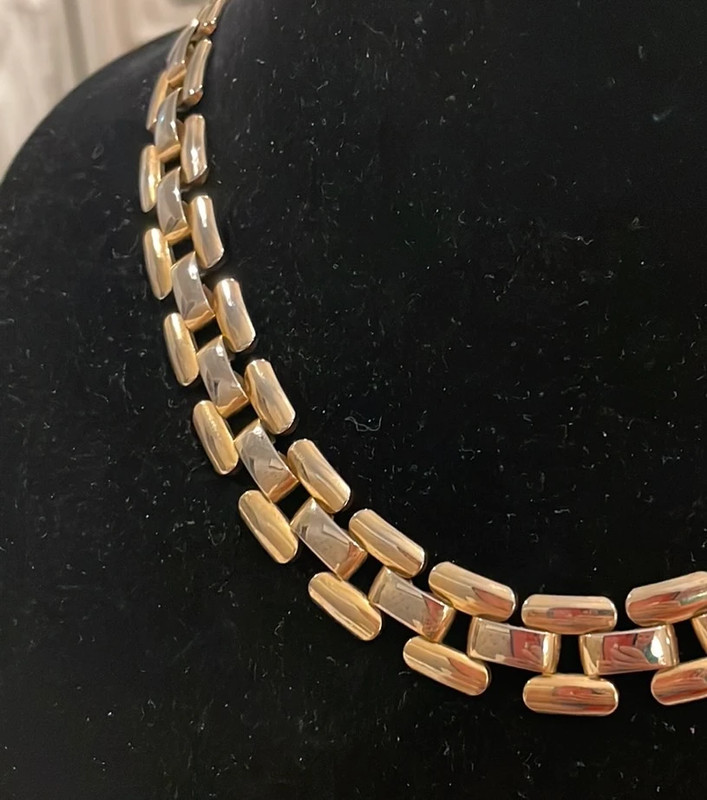 Vintage Gold Silver Chain Link Choker Collar Statement Necklace 2