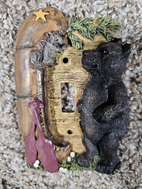 Rustic Country Light Switch Plate Cover Bear Canoe Hunter Outdoorsman 2