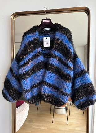Gestreepte oversized cardigan blauw zwart, merk: maison Osé, staat: Nieuw zonder prijskaartje, maat: M / 38 / 10, € 225,00, € 236,95 inclusief Kopersbescherming