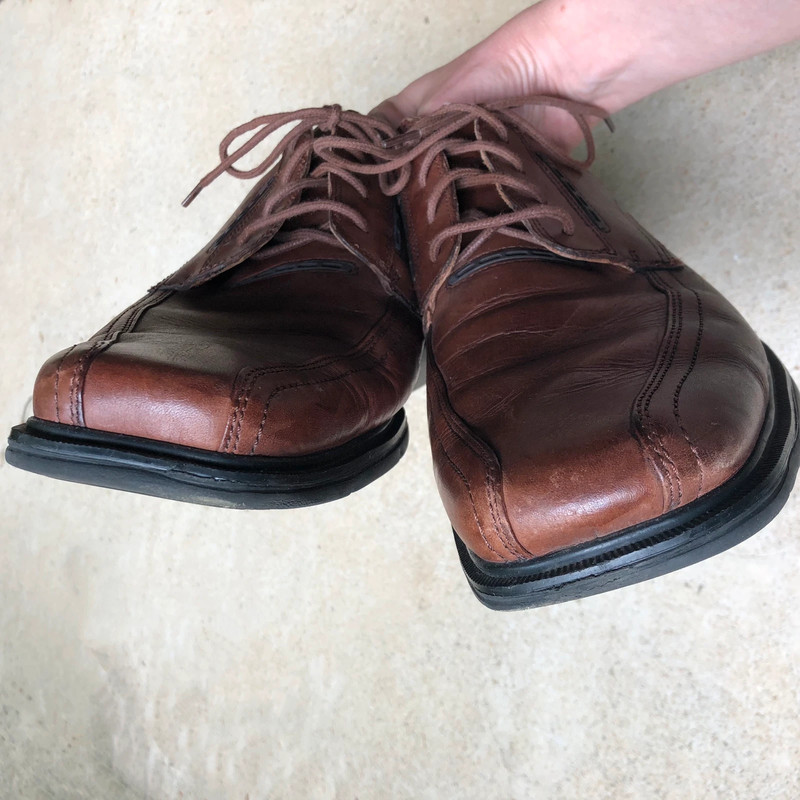 Clarks Unstructured Brown Mahogany Leather Oxford Shoes, Size 13 3