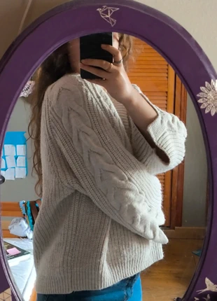 Pull torsadé crème, manches texturées – taille M, brand: Mango, condition: Very good, size: M / 38 / 10, €12.00, €13.30 includes Buyer Protection