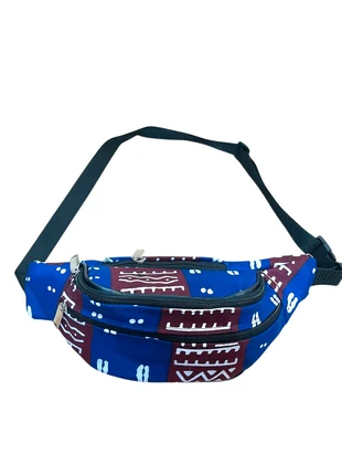 Banane- Sacoche / Tissu Wax et simili cuir Bleu et Rouge  / Made in Afrique, merk: Africa, staat: Nieuw zonder prijskaartje, € 25,00, € 26,95 inclusief Kopersbescherming