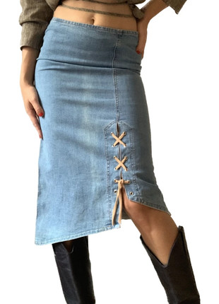 Y2K corset lace denim skirt, marque: y2k, état: Bon état, taille: S / 36 / 8, 10,00 €, 11,20 € Protection acheteurs incluse