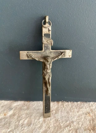 Grande Croix religieuse ancienne métal bois christ pendentif, brand: Christ, condition: Good, €10.00, €11.20 includes Buyer Protection
